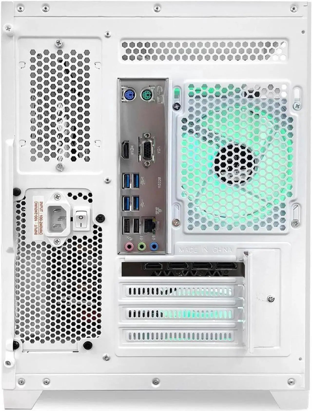 Hoengager Gaming PC -AMD Ryzen 7 5700X 3.4 GHz-RTX 5060 8GB-32GB DDR4 RAM-1TB M.2 SSD-240 Liquid Cooler -WIFI &Bluetooth -RGB Fans-Windows 11 Pro Desktop Computer-White