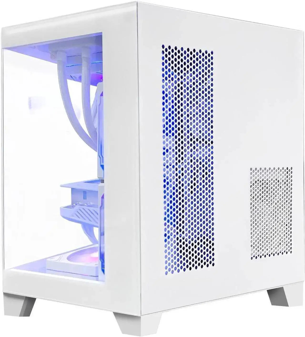 Hoengager Gaming PC -AMD Ryzen 7 5700X 3.4 GHz-RTX 5060 8GB-32GB DDR4 RAM-1TB M.2 SSD-240 Liquid Cooler -WIFI &Bluetooth -RGB Fans-Windows 11 Pro Desktop Computer-White