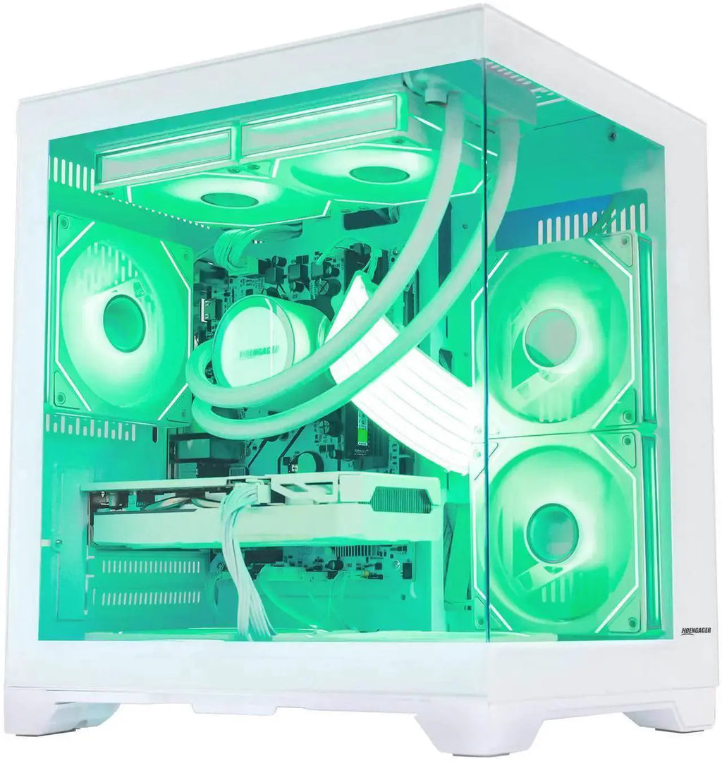 Hoengager Gaming PC -AMD Ryzen 7 5700X 3.4 GHz-RTX 5060 8GB-32GB DDR4 RAM-1TB M.2 SSD-240 Liquid Cooler -WIFI &Bluetooth -RGB Fans-Windows 11 Pro Desktop Computer-White