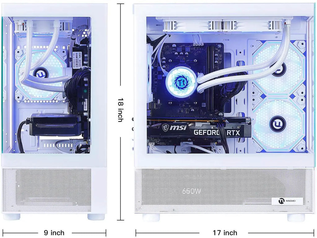 Ningmei Gaming Desktop Computer PC, AMD Ryzen 7 5700X, RTX 4060, 32GB DDR4 RAM, 1TB NVME SSD, 240 Liquid Cooler, 650W PSU, Wi-Fi, ARGB Fans , Windows 11 Home