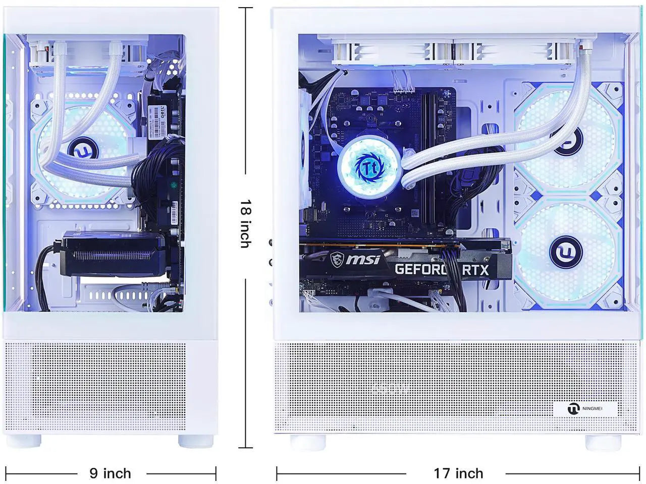 Ningmei Gaming Desktop Computer PC, AMD Ryzen 7 5700X, RTX 4060, 32GB DDR4 RAM, 1TB NVME SSD, 240 Liquid Cooler, 650W PSU, Wi-Fi, ARGB Fans , Windows 11 Home
