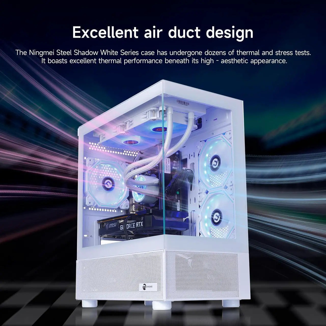 Ningmei Gaming Desktop Computer PC, AMD Ryzen 7 5700X, RTX 4060, 32GB DDR4 RAM, 1TB NVME SSD, 240 Liquid Cooler, 650W PSU, Wi-Fi, ARGB Fans , Windows 11 Home