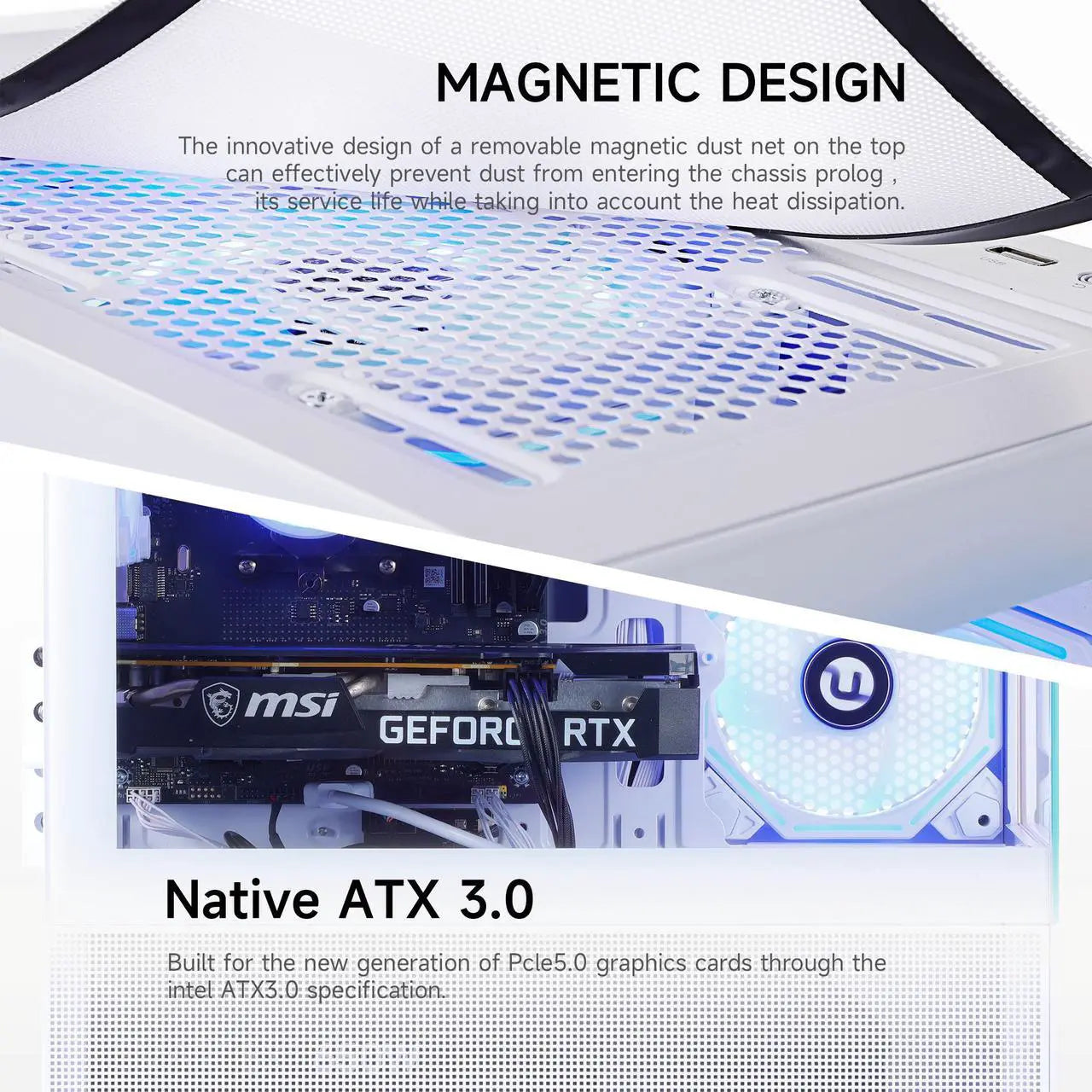 Ningmei Gaming Desktop Computer PC, AMD Ryzen 7 5700X, RTX 4060, 32GB DDR4 RAM, 1TB NVME SSD, 240 Liquid Cooler, 650W PSU, Wi-Fi, ARGB Fans , Windows 11 Home
