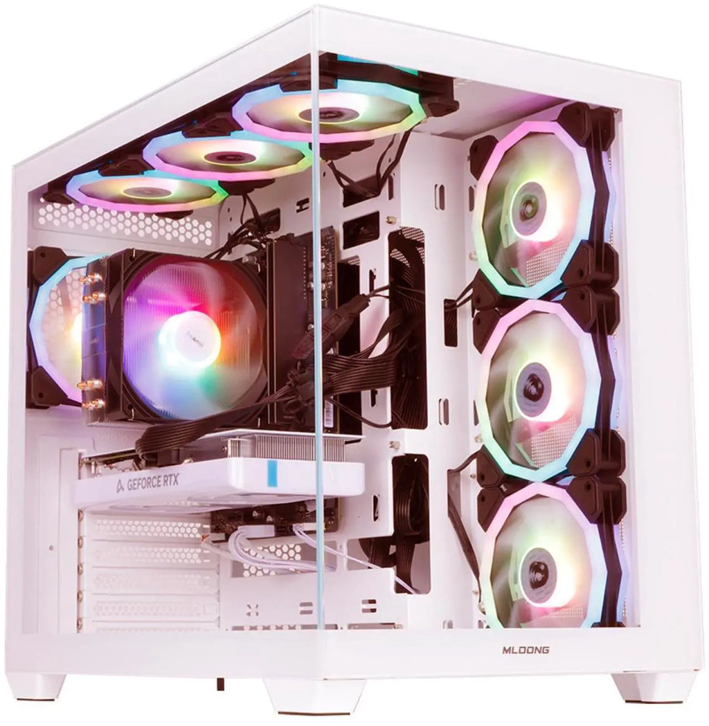 MLOONG Gaming PC,AMD Ryzen 5 5500 4.2 GHz, AMD Radeon RX 6600 8GB Desktop Computer, 1TB NVMe SSD, 16GB DDR4 3200MHz, Air Cooled Prebuilt,650W PSU, Windows 11