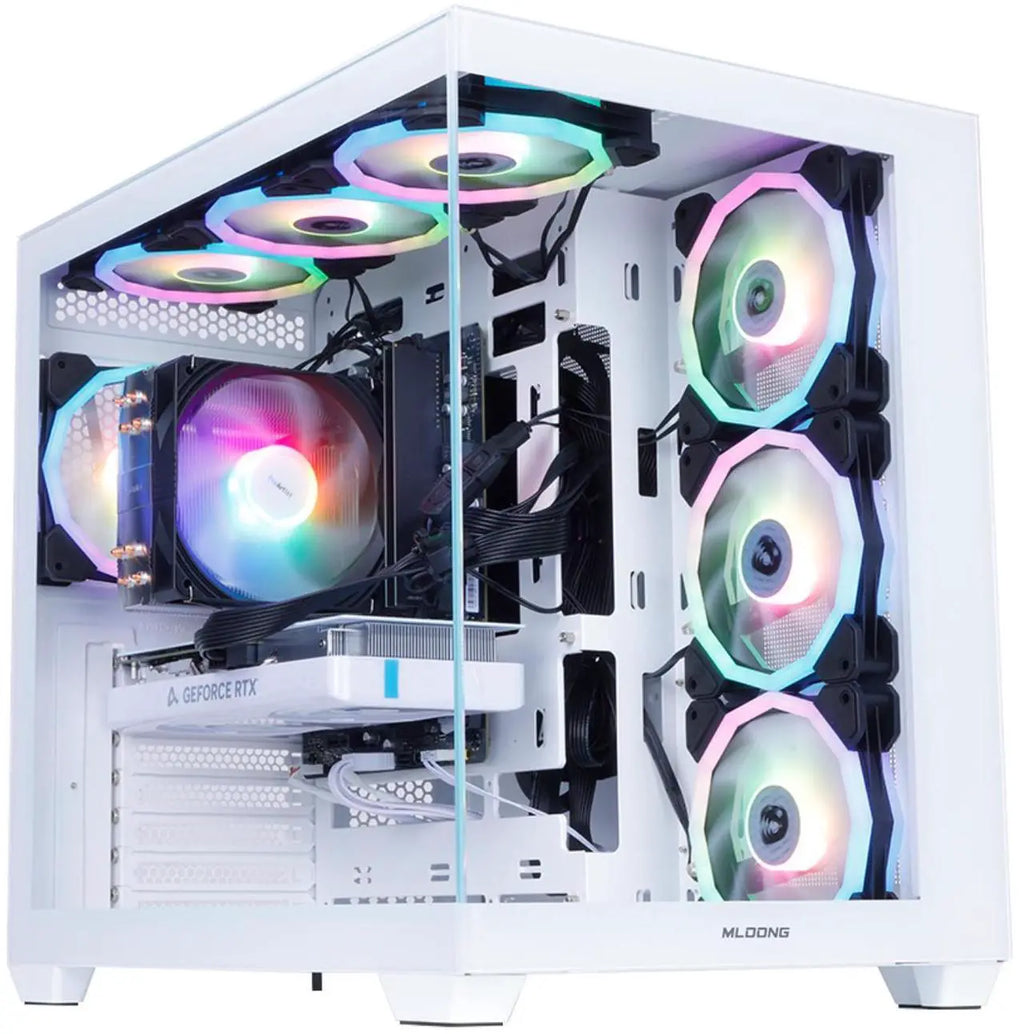 MLOONG Gaming PC,AMD Ryzen 5 5500 4.2 GHz, AMD Radeon RX 6600 8GB Desktop Computer, 1TB NVMe SSD, 16GB DDR4 3200MHz, Air Cooled Prebuilt,650W PSU, Windows 11