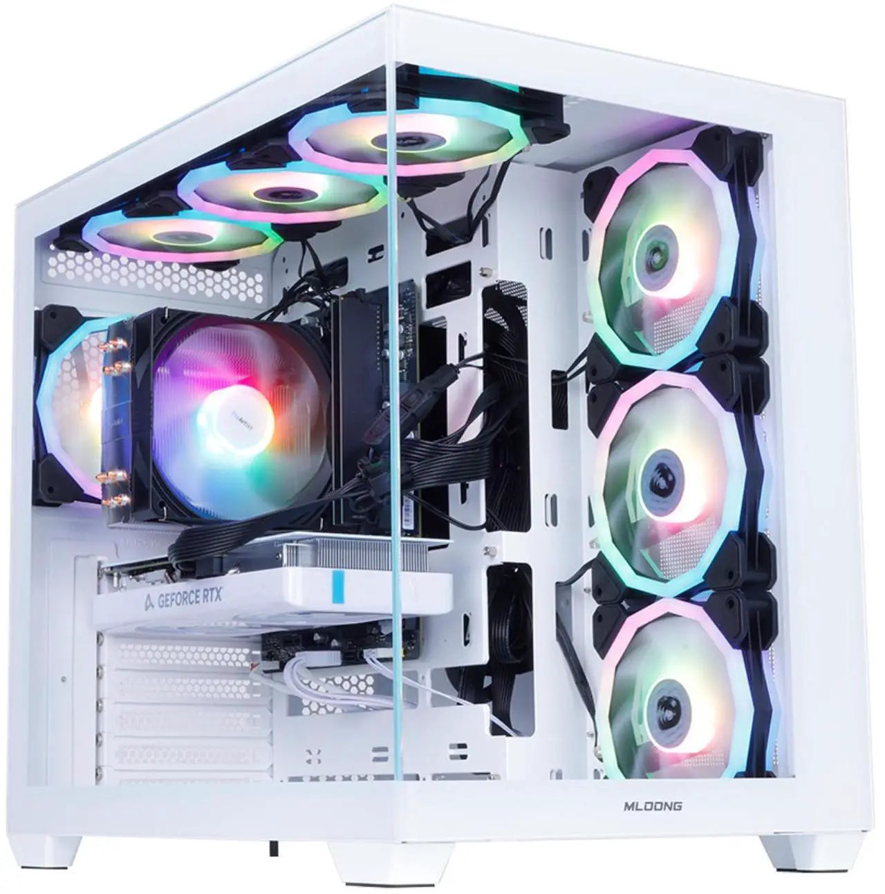MLOONG Gaming PC,AMD Ryzen 5 5500 4.2 GHz, AMD Radeon RX 6600 8GB Desktop Computer, 1TB NVMe SSD, 16GB DDR4 3200MHz, Air Cooled Prebuilt,650W PSU, Windows 11