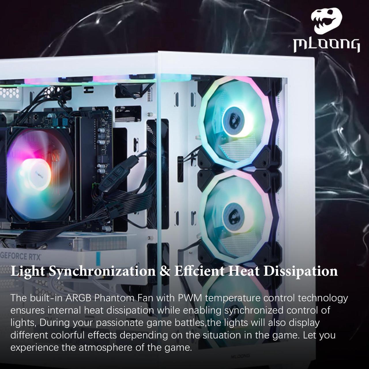 MLOONG Gaming PC,AMD Ryzen 5 5500 4.2 GHz, AMD Radeon RX 6600 8GB Desktop Computer, 1TB NVMe SSD, 16GB DDR4 3200MHz, Air Cooled Prebuilt,650W PSU, Windows 11